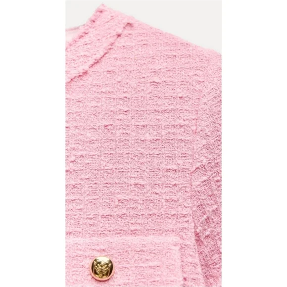 ZARA TEXTURED DRESS PINK TWEED - Picture 14 of 15